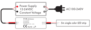 Skydance V1-M(D) 5A LED Mini RF Controllerワイヤレス12V 24V led調光PWMスイッチConnectorリモコン - Product Image 2
