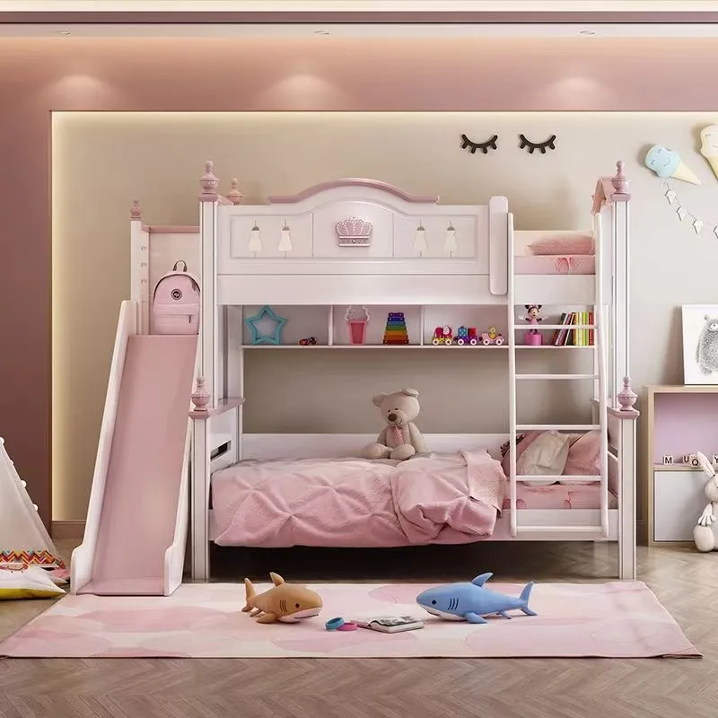 Cama da criança da menina Do Miúdo das crianças camas mobília do quarto moderno de alta qualidade única rosa Do Miúdo dos desenhos animados cama de casal