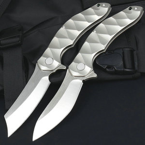 Premium <strong>Knife</strong> Titanium Handle CNC Machining Folding <strong>Blade</strong> CPM-D2Steel High Hardness 60HRC Outdoor Portable Pocket Tactical <strong>Knife</strong>