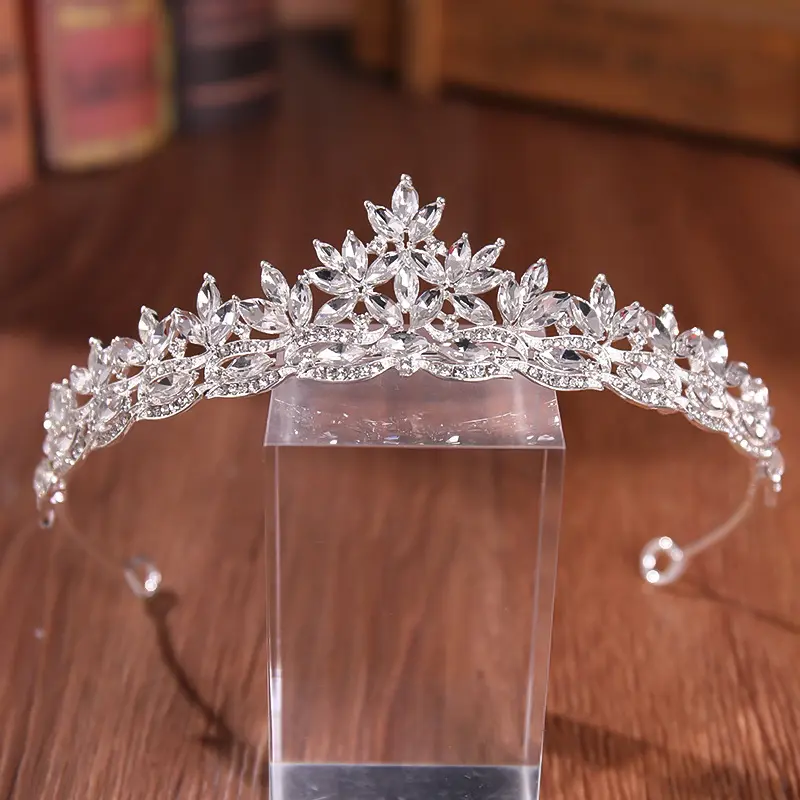 Couronne diadème de mariage en strass cristal, cubique, accessoires pour cheveux de mariée ou demoiselles d'honneur, princesse, bijoux pour femmes
