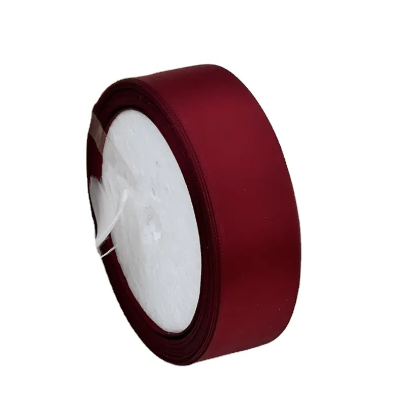 Satijnen Lint Bandjes Webbing Polyester Effen Kleur Dubbele Kleur Gift Fabriek Groothandel Rood