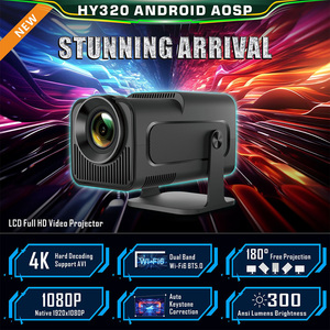 新しいHY320スマートポータブルミニWifiプロジェクターAndroid11デュアルWIFI LCD4Kビデオ1080 Pホームシアタープロジェクター