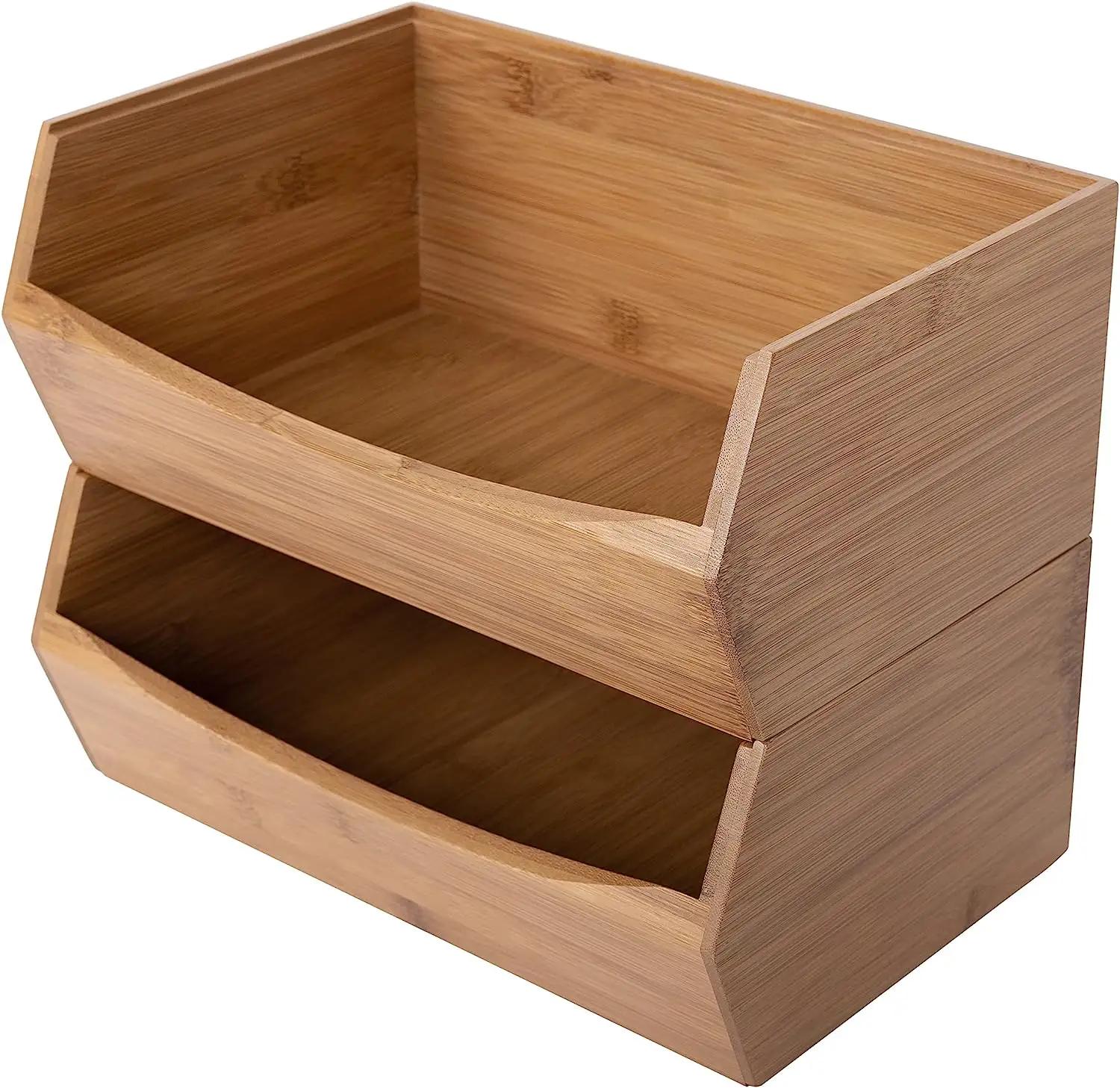 Household Items Bamboo Storage Boxes & Bins Organizer Counter Fruit Basket Stackable Bamboo Bins Kitchen Items for the Home
