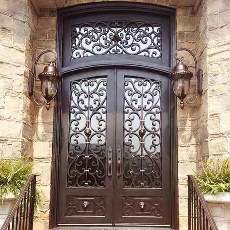 Chinese outdoor decorative wrought steel iron doors