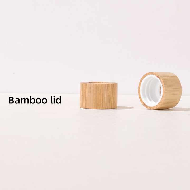 5ml 15ml 30ml refillable empty amber glass dropper bottle with bamboo lid for hair oil eye face serum skincare packaging