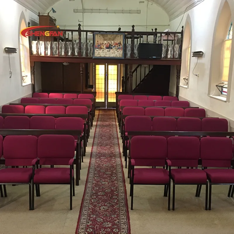 Vente en gros bon marché Interlock Steel Tube silla de la iglesia chaise d'église rembourrée de 21 pouces siège d'église de couleur personnalisée