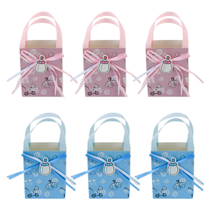 Pink Blue Milk <strong>Bottle</strong> Shape Gift <strong>Candy</strong> Bag <strong>Baby</strong> Shower Gift Bags Kraft Paper Box with Ribbon - Product Image 1