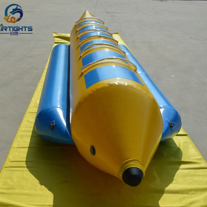 Jogos de água barco de banana inflável com impressão do logotipo personalizado PVC