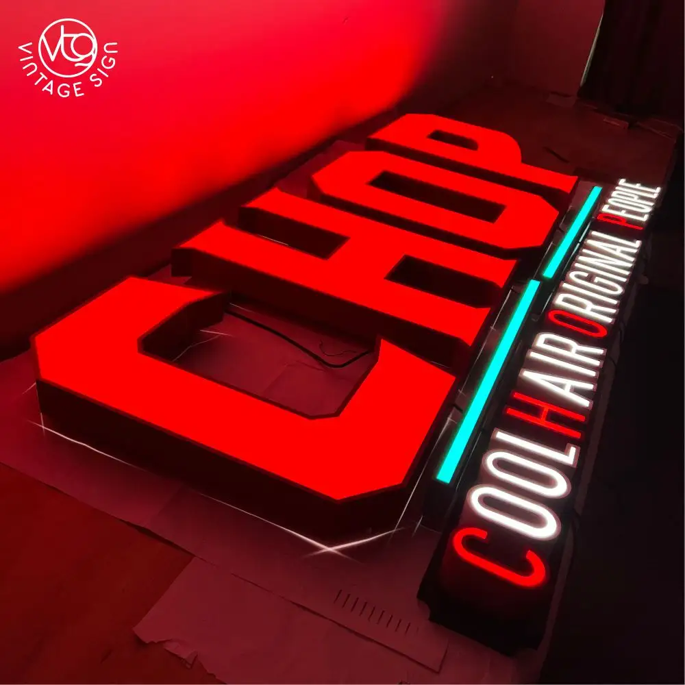 Letras led de logotipo personalizado, letra frontal de logotipo 3d de logotipo