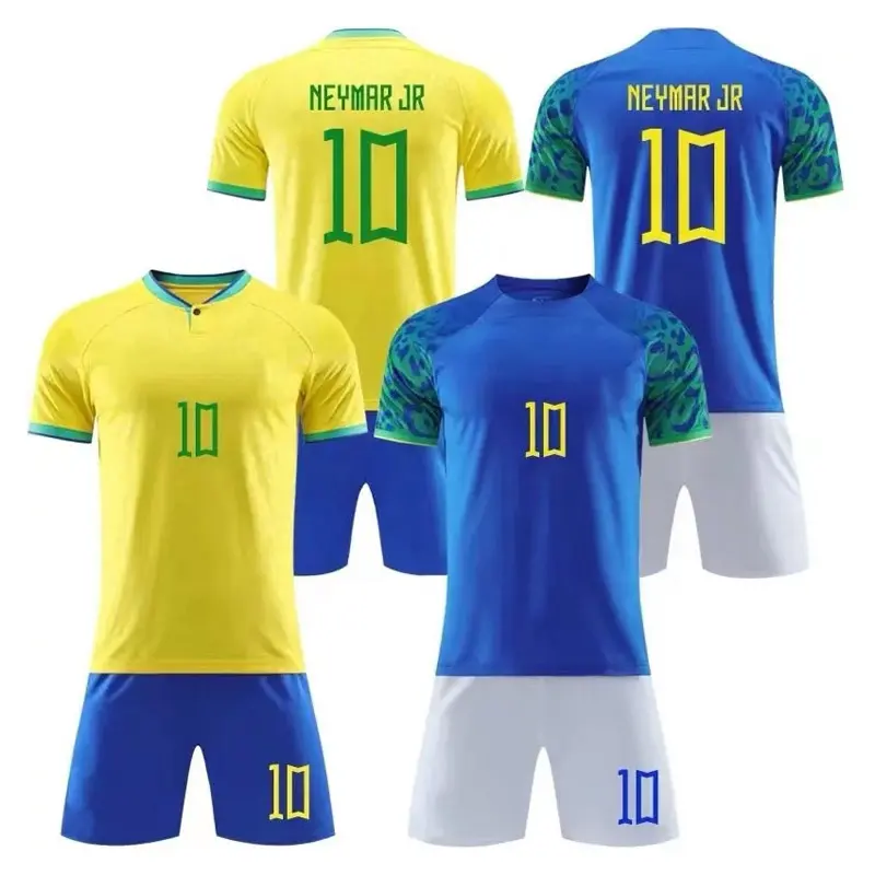 Homens personalizados Tailândia Equipe Brasileira de Futebol Camisetas Fotball- Tee Conjuntos Algodão Thai Team Camisa 1.1- Premium Brasil Soccer Jerseys