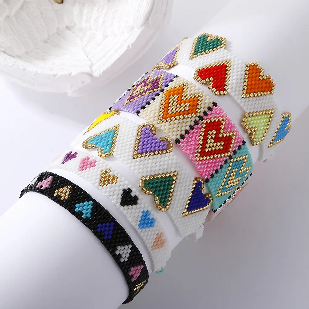 Moda Pulseras gioielli fatti a mano cuore regolabile Miyuki Seed Beaded bracciali per le donne