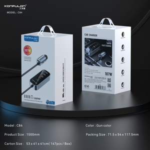 KONFULON Portable Car <strong>Charger</strong> with Type-C &amp; 4*USB-A Outputs and Real Time Display Support <strong>17W</strong> 30W 107W Fast Charge in Car - Product Image 6