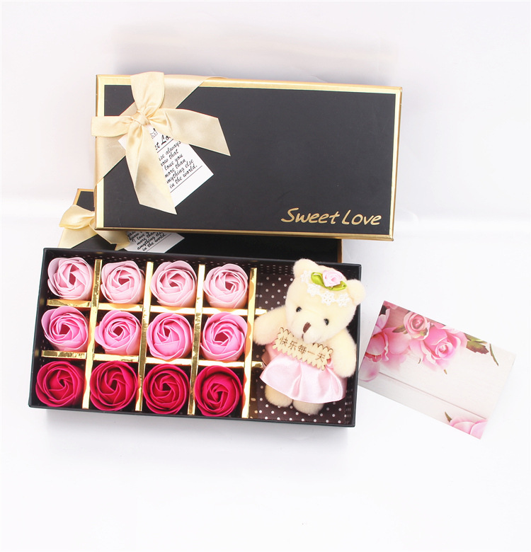 12 flowers plus bear rose three colors