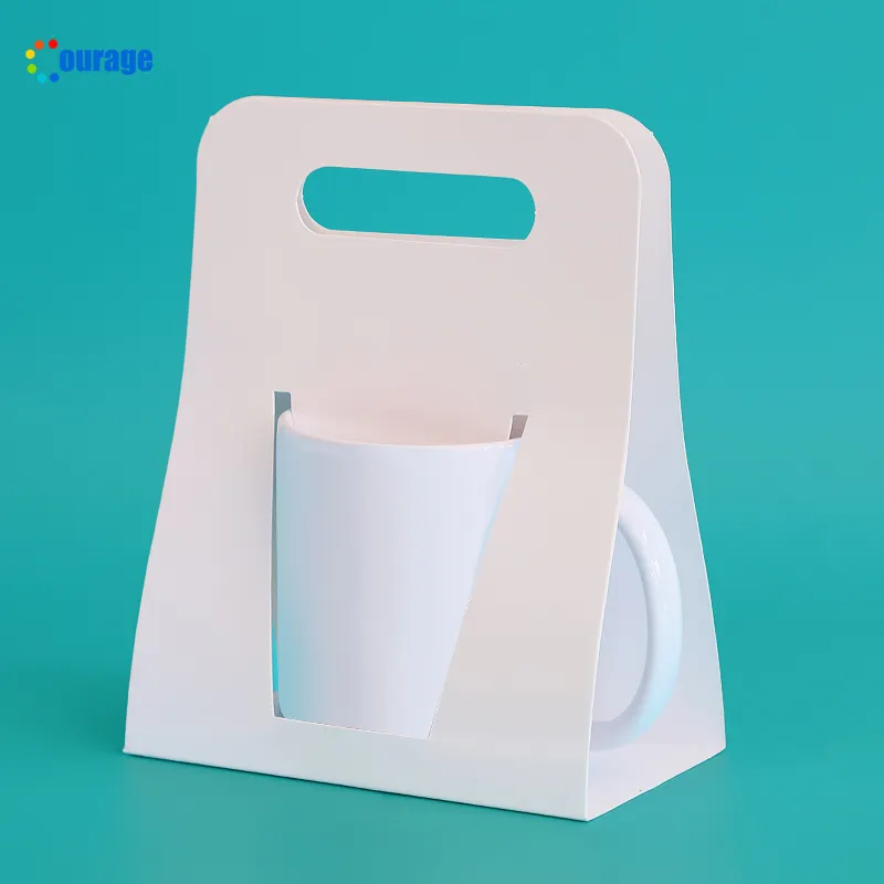 Sublimation Wholesale Handle Box White Cardboard Cup Packaging Box with Handle