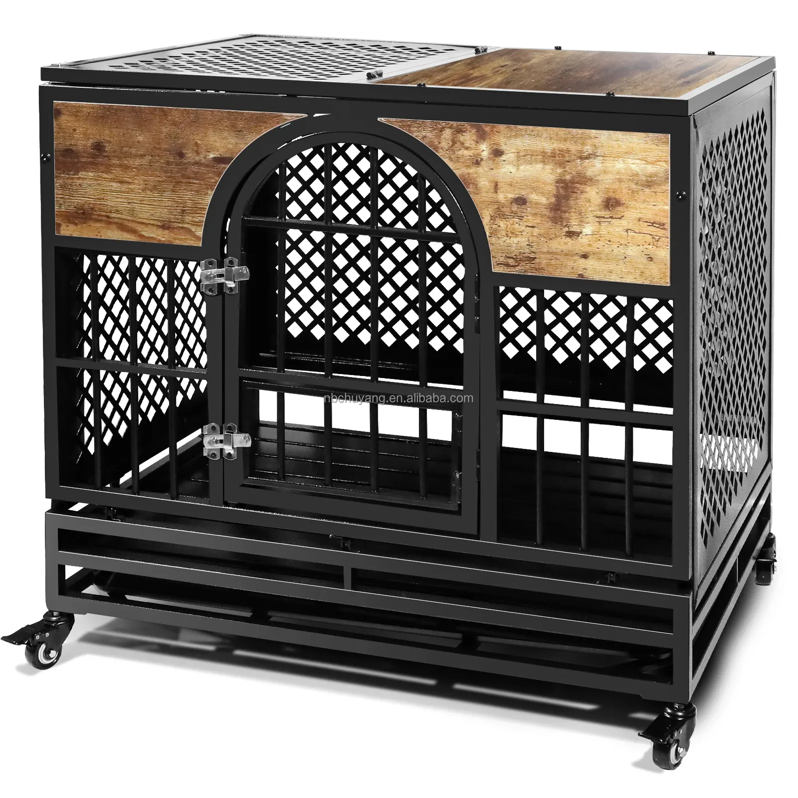 Chinese Factory Black Wood Metal Large Animal Cages Iron Dog Crate for Pet Supply with Competitive Price