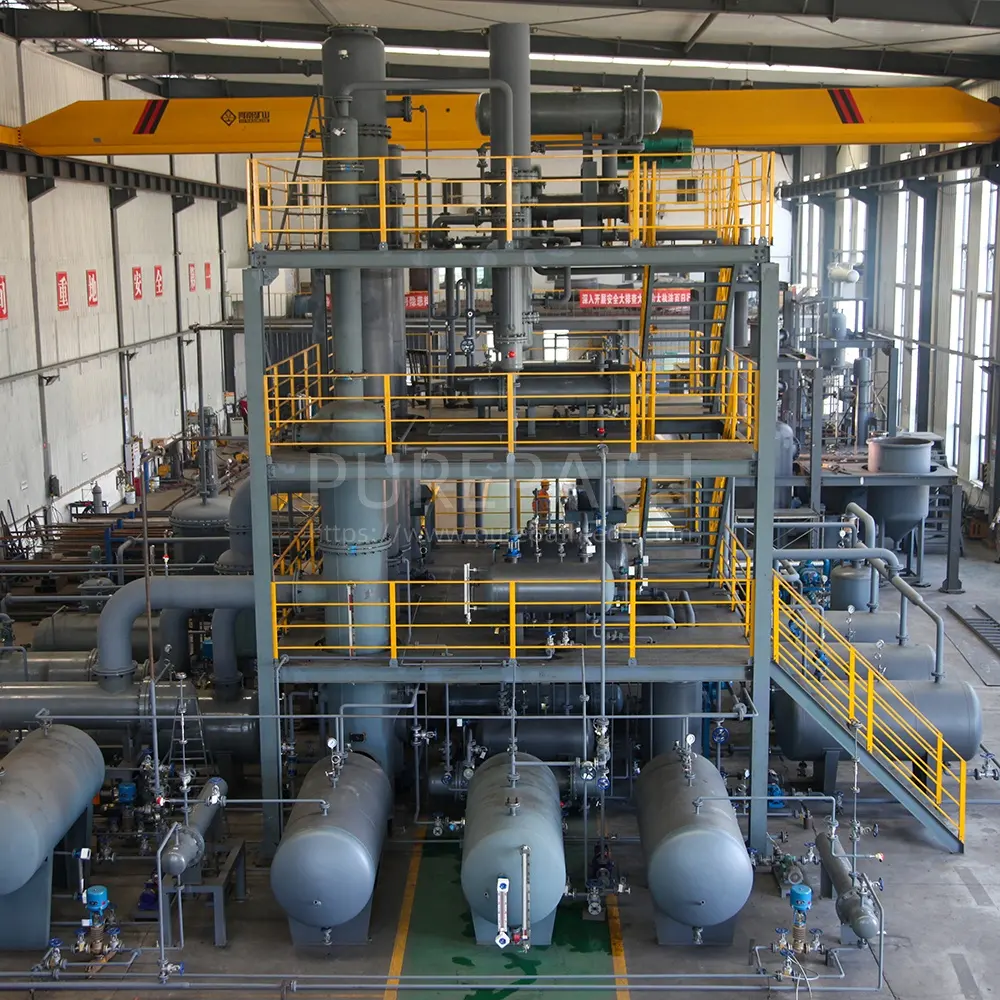Engine oil recovery plant to produce base oil and diesel oil