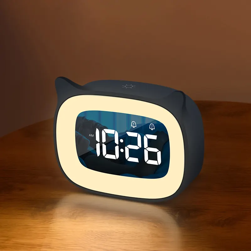 Promozione Mini orologio da tavolo per bambini carino Volume regolabile digitale caldo luce notturna calendario orologi per bambini