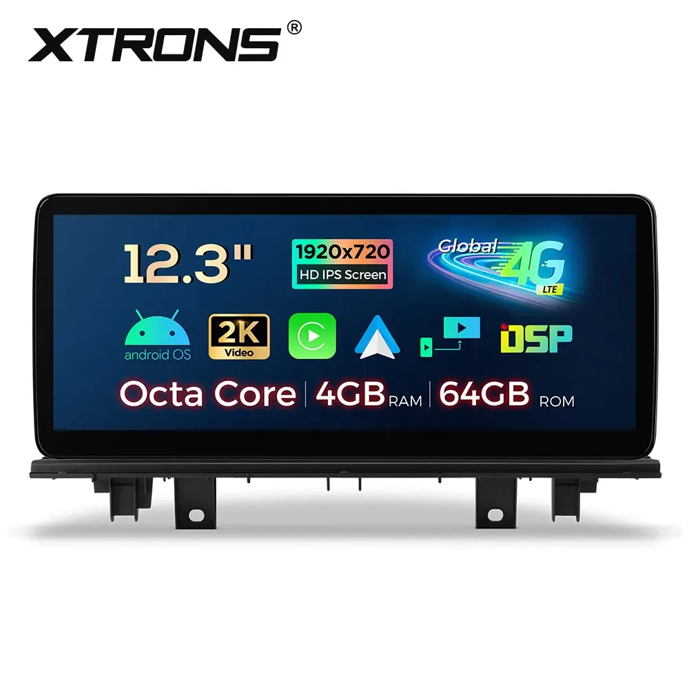 Xtrons 12.3 "אנדרואיד 13 4 + 64 מכונית Gb מכונית מסך סטריאו אוטומטי אנדרואיד 4g lte ניווט gps עבור bmw x1 f48 2018 +