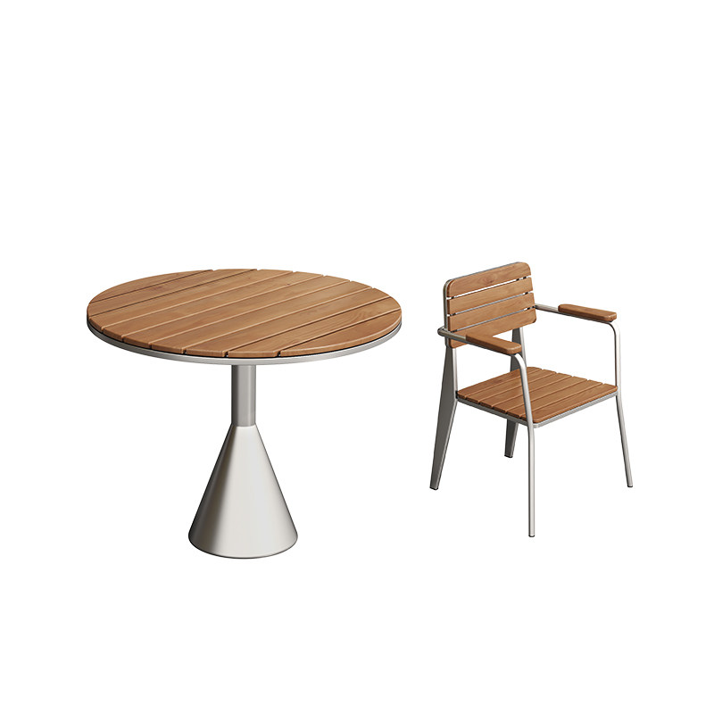Silver round table-4 chair-60cm diameter