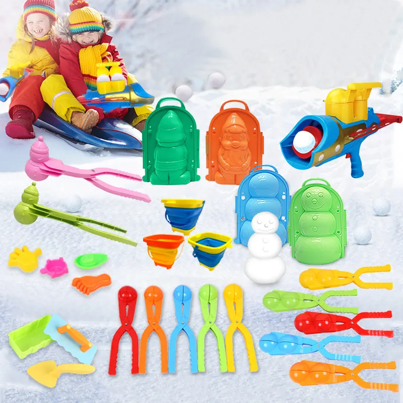 Outil de jeu d'hiver en plein air Moule en forme de 3D Sable Glace Bonhomme de neige Boule de neige Clip de combat Boule de neige Jouets