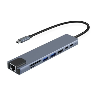 Multifuncional 8 en 1 Usb 3,1 Tipo C Hub Adaptador multifunción para lector de tarjetas PD Carga rápida Tipo C Puerto Usb Hub para computadora portátil - Product Image 1