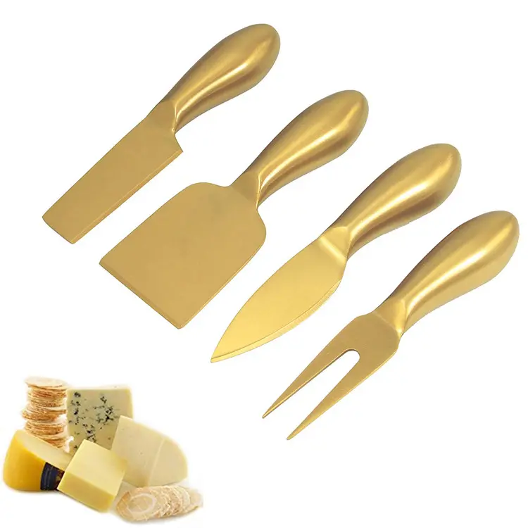 Китайская фабрика, кухонные аксессуары, оптовая продажа, слайсер для сыра, резак, Золотой набор из 4 ножей для сыра