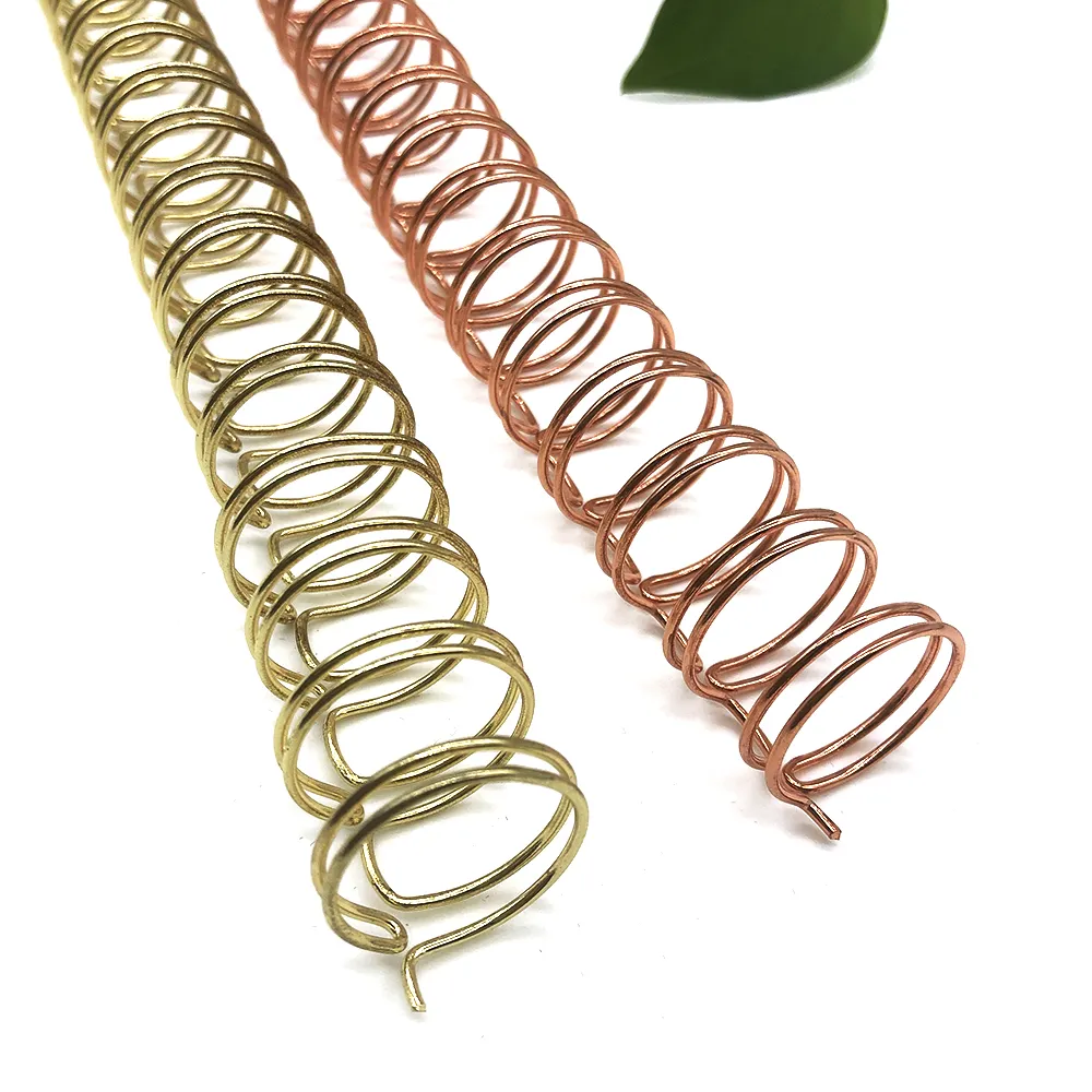Anillo doble de metal de oro rosa plata electrochapado personalizado o bobina de encuadernación en espiral Alambre de bucle doble
