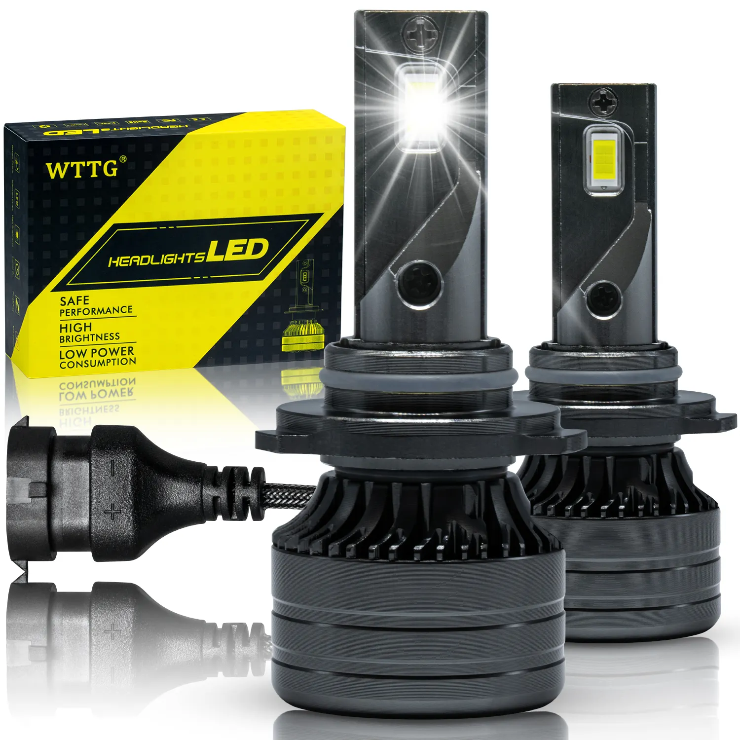 Wttg yüksek kaliteli 4 taraflı H7 H4 LED ampul 150/100w 360 derece süper parlak araba farlar H4 h11 HB3 9005/otomatik Led far