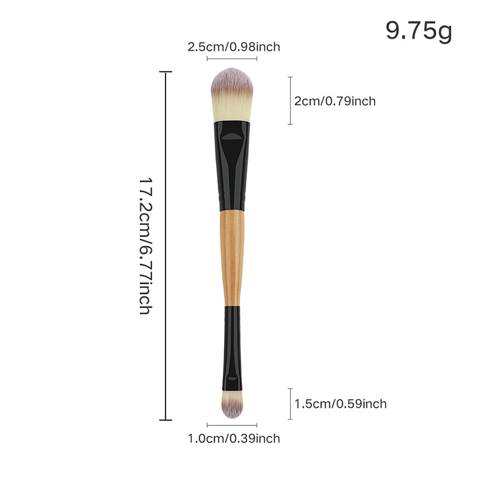 Pinceau fond de teint double tête couleur bois naturel