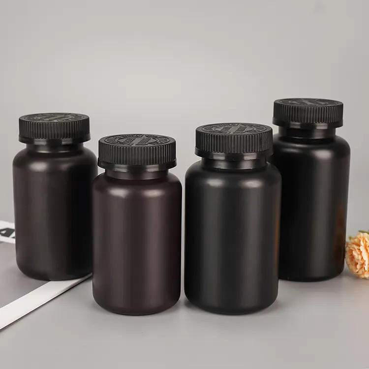 Botella de plástico mate con tapa negra para pastillas, 100ml, 120ml, 50cc, 80cc, 100cc, 120cc, 250cc, 200cc