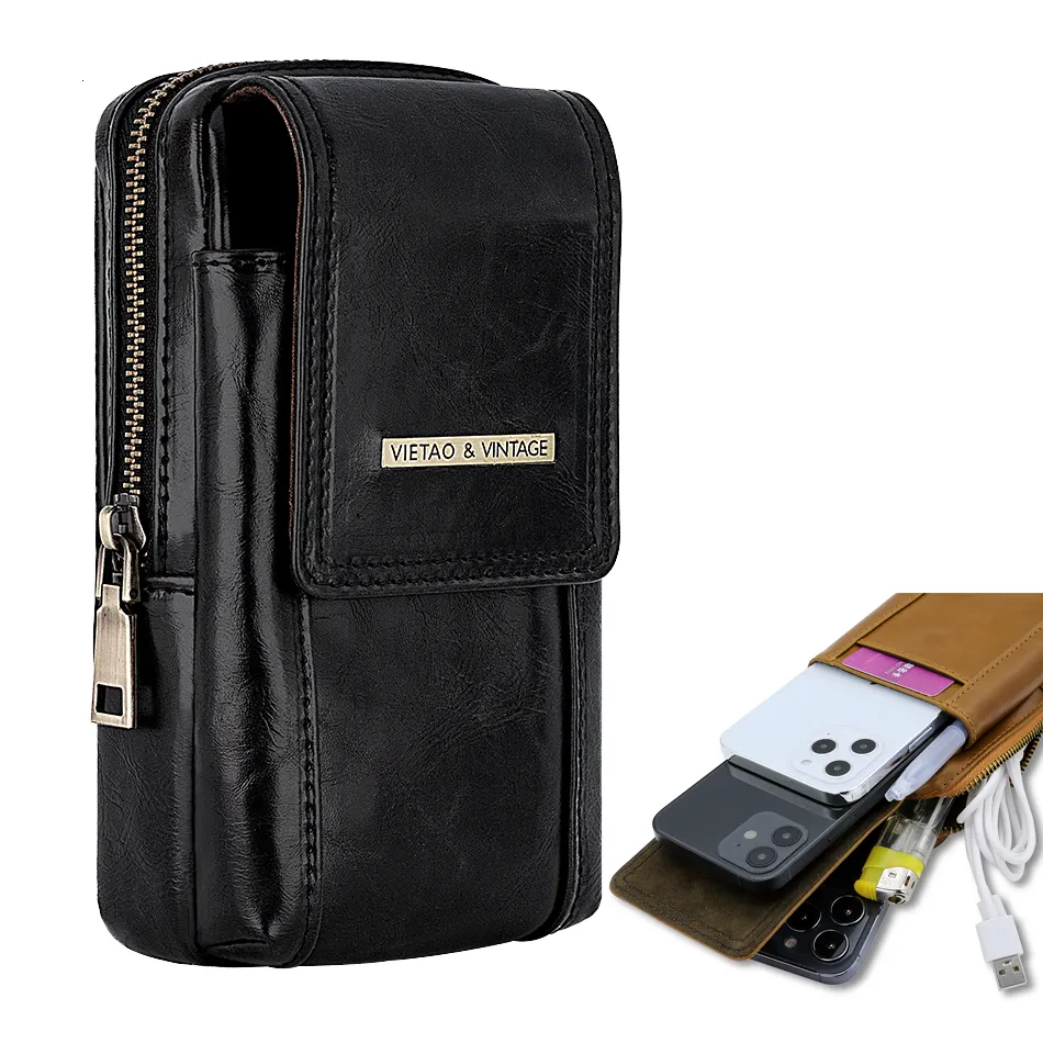 Vietao marrone sport nero portafoglio universale portafoglio telefono cellulare borse da cintura per uomo custodia per telefono cellulare marsupio marsupio