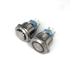 25mm DPDT impermeabile IP67 On-Off interruttore a pulsante LED sorgente luminosa autobloccante rosso momentaneo 12V/24V 5A Flat Push - Product Image 2