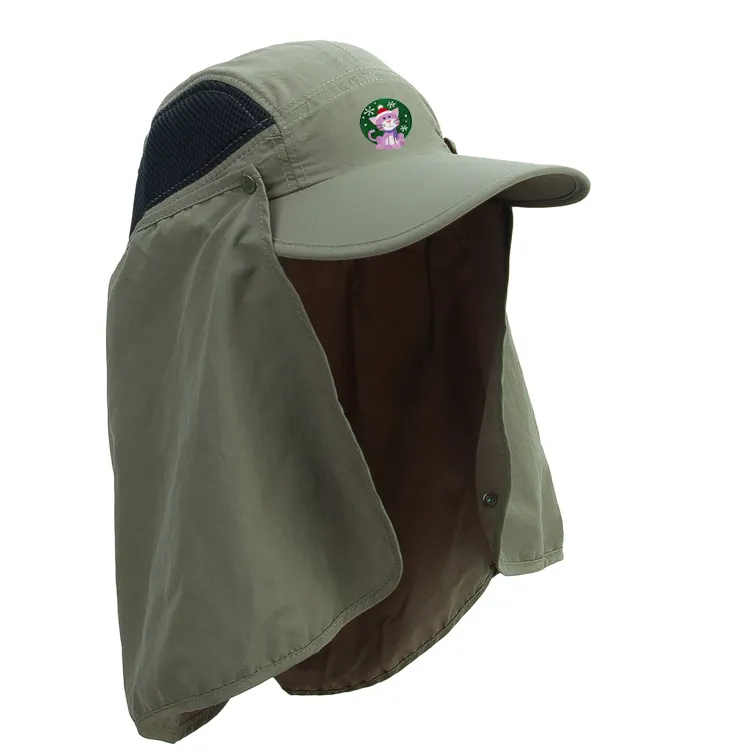 Ingrosso nuovo Design UV protezione UPF 50 + cappello da sole Safari cappello da trekking cappello con patta del collo cappello estivo dei pescatori cappello