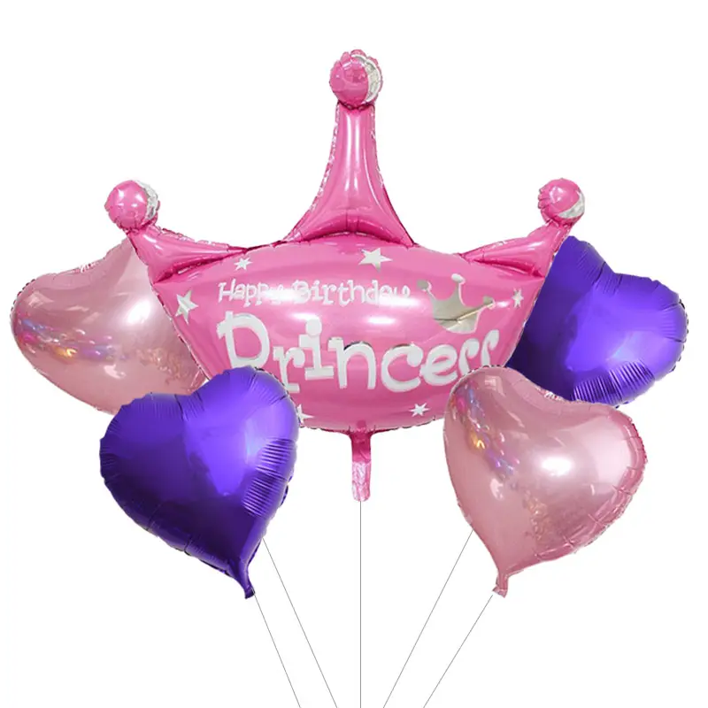 Balões de alumínio de princesa, rosa, azul, príncipe, princesa, forma de coroa, 18 polegadas, coração, estrela, globos para decoração de festas, chá de bebê, venda imperdível