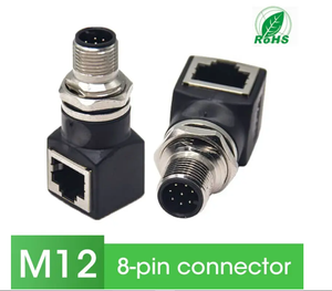 M12 4pin 8pin Connector to RJ45 Plug Male to Famale Adapter a <strong>Style</strong> <strong>Coding</strong> 40A Straight Ethernet Extension Connector Adapter - Product Image 5