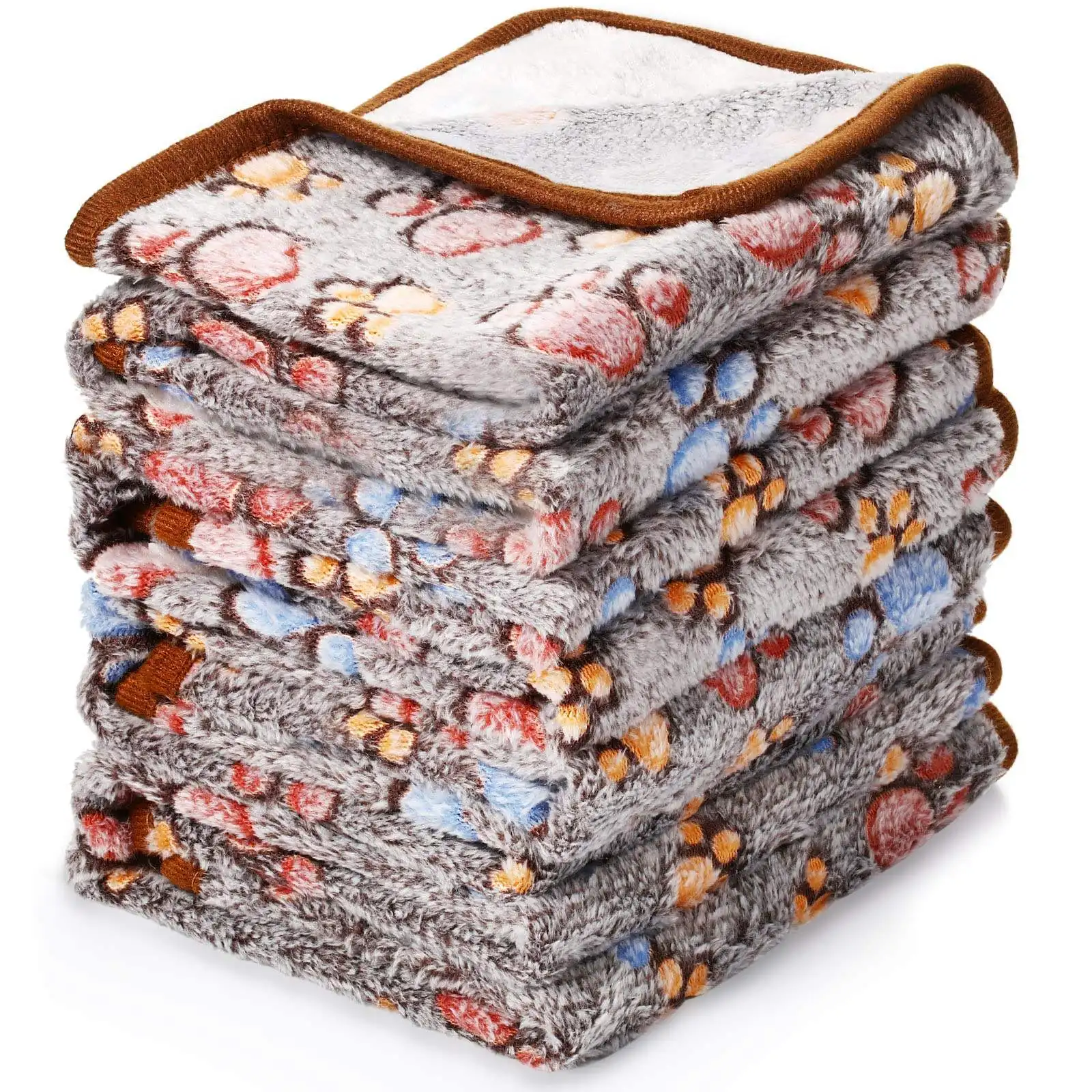 Теплые утолщенные пушистые одеяла для собак премиум класса, коралловый бархатный фланелевый флисовый коврик для щенков, одеяло с милыми принтами лап