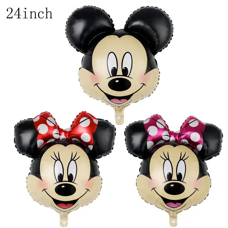 Hot Sale Cartoon 18 Inch Mouse Mickey Minnie Head Shape Globos Solid Color Gold Pink Blue Foil Balloons For Party Decoration