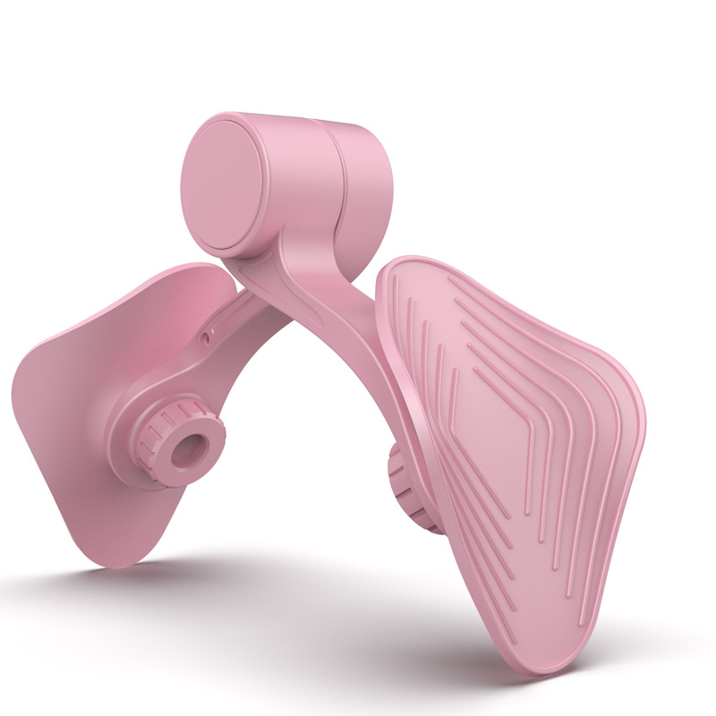 El entrenador multifuncional de color rosa suave se ajusta perfectamente a las piernas.