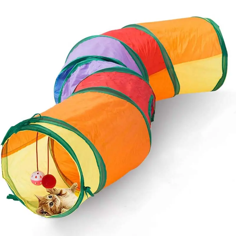 Outdoor Indoor Foldable Pet Cat Tunnel Tube Toy with Play Ball Interactive Pet Dog Hideaway Kitty Chute Training Play Cat Tunnel