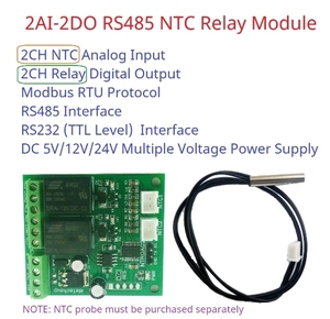 2AI-2DO DC 5/12/24V NTROA02 NTC Relay RS485 RS232(TTL) <strong>Analog</strong> Digital Modbus Rtu Remote IO Module <strong>Temperature</strong> Input Relay <strong>Output</strong>