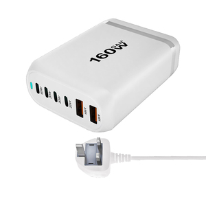 160W GaN Multi-Port <strong>USB</strong> Type C Fast Charger <strong>Multiple</strong> Ports With PD 3.0 &amp; QC4.0 20W <strong>Output</strong> <strong>Power</strong> for Desktop Mobile Phone <strong>Adapter</strong> - Product Image 1