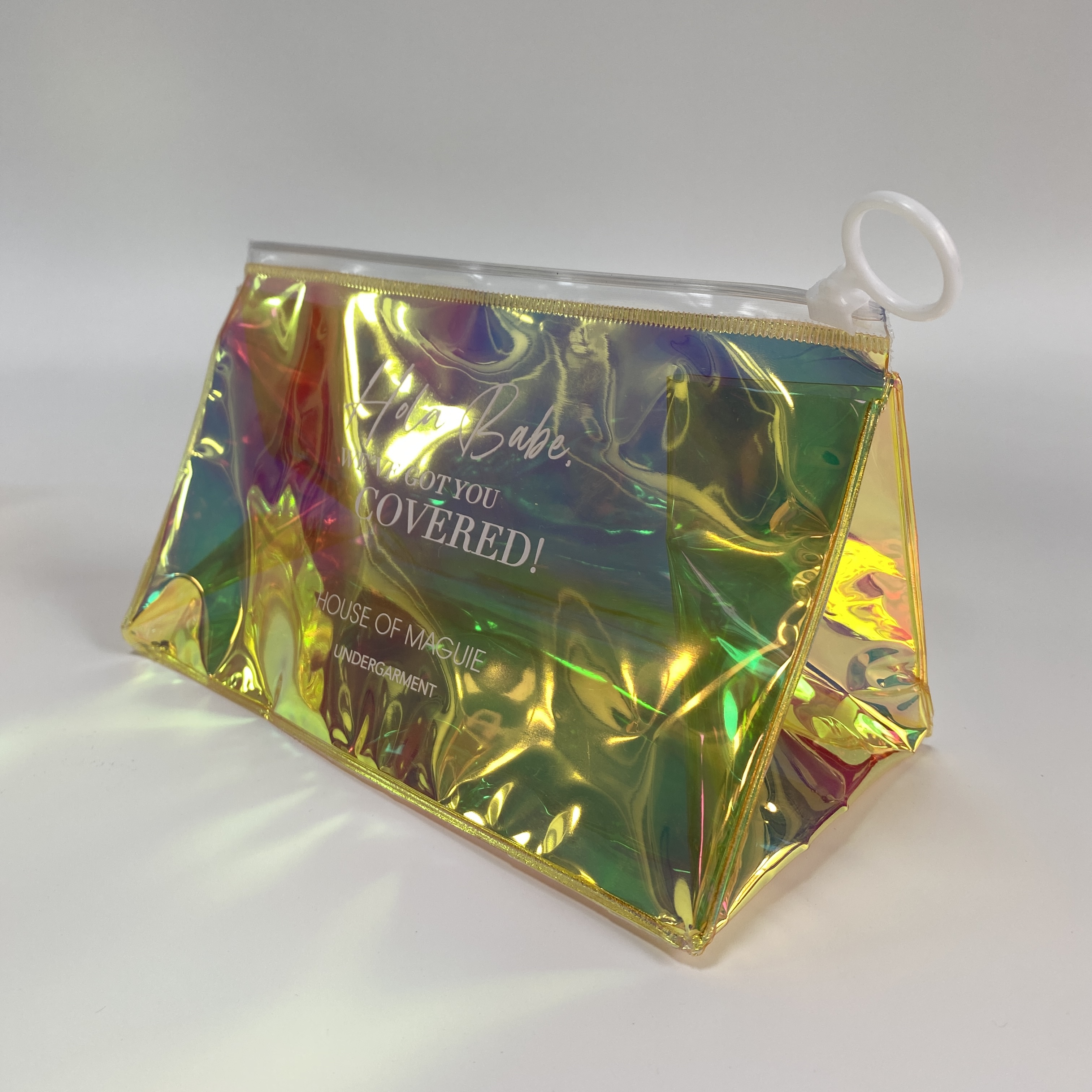 Laser pvc standing up zipper bag