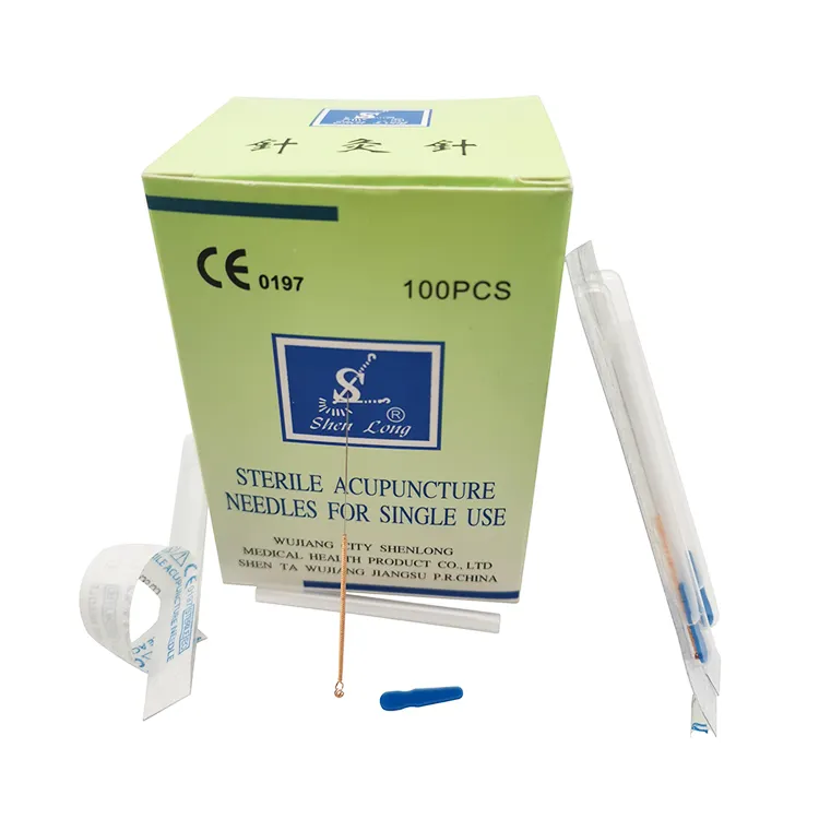 Yüksek kaliteli çin tek kullanımlık steril Shenlong marka akupunktur Needles100Pcs/kutu bakır kolu iğneler
