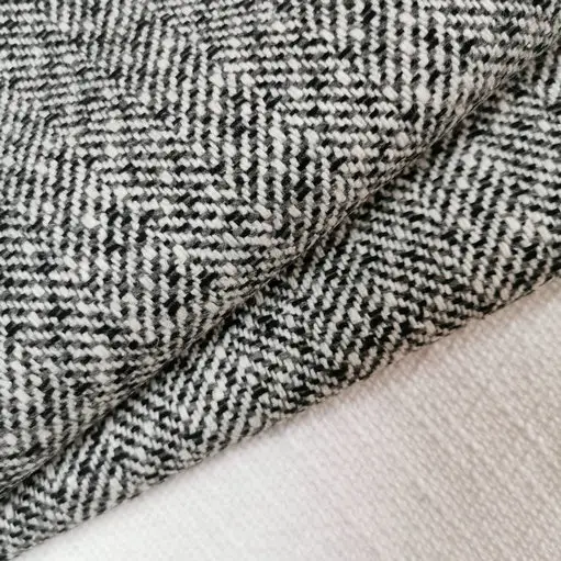 Fashion Herringbone Exquisite Polyester Woolen Tweed Fabric woven