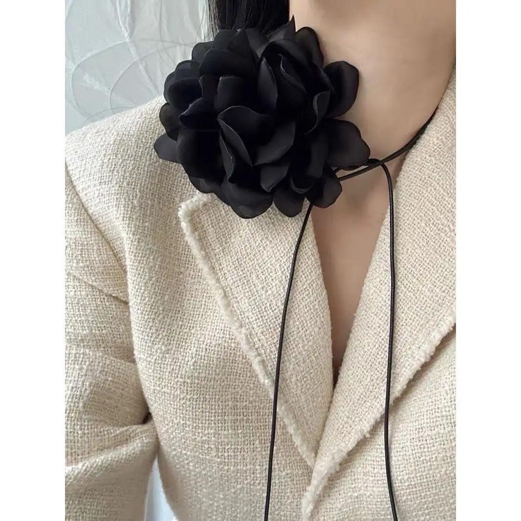 Vintage fransız Plantom çiçek yaka kravat boyun askısı kolye moda el yapımı kravat klavikula kolye takı hediye için