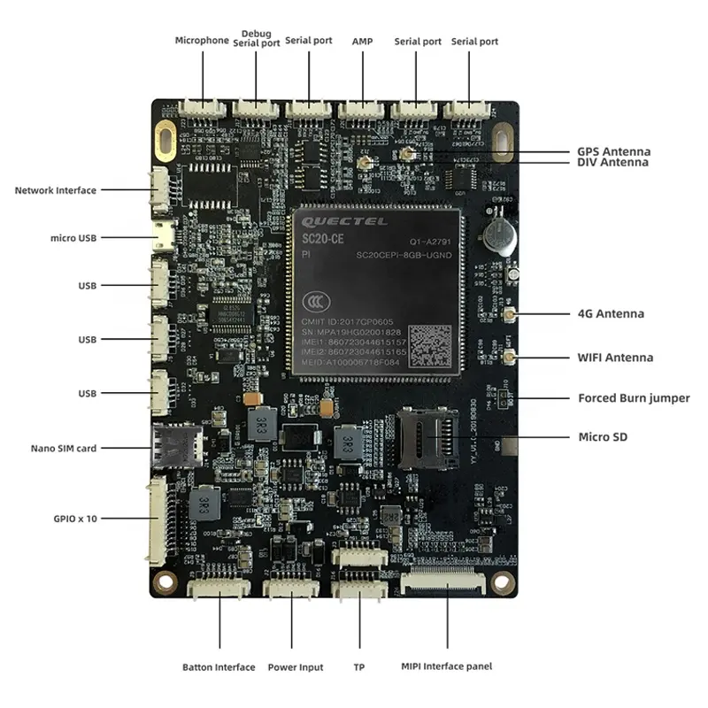 MSM8909 SC20-E ASY Carte Mère Android avec Quectel SC20 Module Intelligent