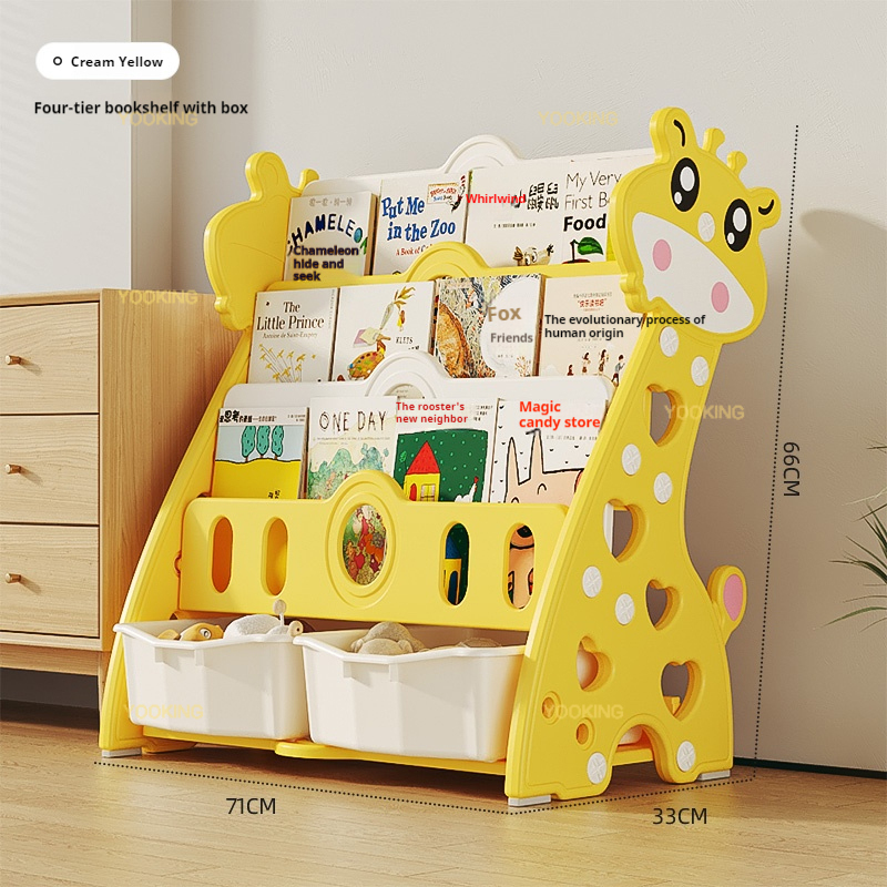 Estantería con caja de almacenamiento-Amarillo