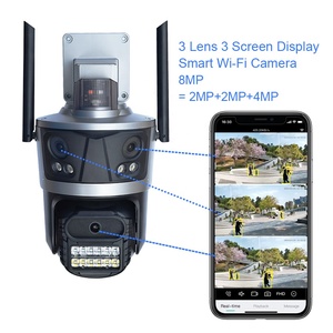双面IP PTZ圆顶摄像机2MP 4MP双镜头无线CC摄像机WiFi，带3镜头三屏视图 - Product Image 3