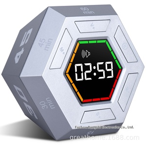 Modern Hexagon Kitchen <strong>Timer</strong> <strong>LED</strong> Digital Display Magnetic Flip Electronic Time Device Self-Discipline Battery Powered Plastic - Product Image 4