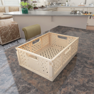Cesta de plástico apilable encajable PP Tote Contenedor plegable de malla metálica para uso doméstico Estante de reciclaje Almacenamiento de lavadora - Product Image 2